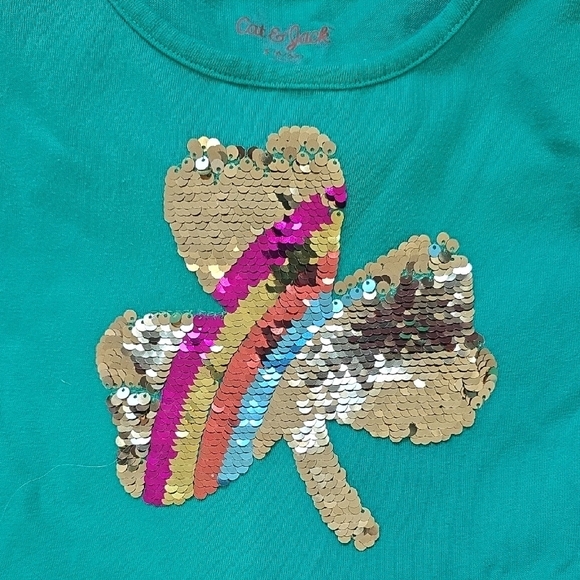 Cat & Jack Green Dress with Gold Sequin Design - Picture 2 of 6